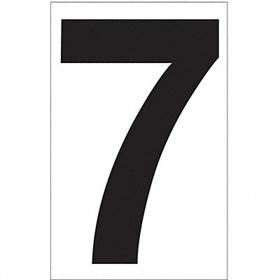 LABELMASTER NUMBER7W White Vinyl 3.5 Numeral 7 DOT PK50