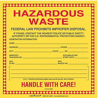 LABELMASTER WM8 Standard Waste Label 6 x6 PK100