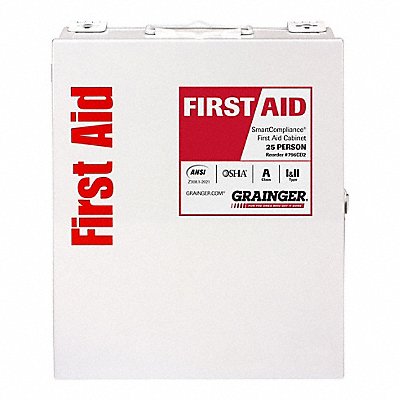 GRAINGER 52007021 First Aid Kit + Housing 94pcs 9x3 WHT