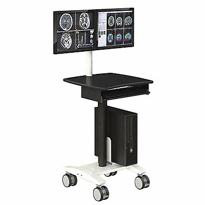 AFC INDUSTRIES PC8002023KB012FC01 Dual Monitor Medical Cart Black 58 H