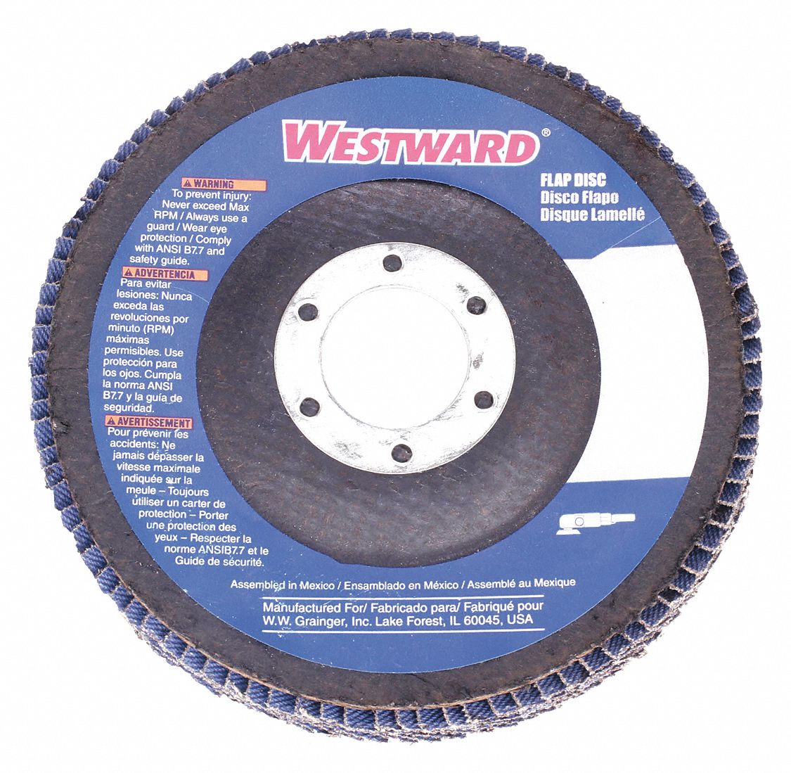 WESTWARD 66261180367 Fiber Disc 4 1/2 in Dia 7/8in Arbor