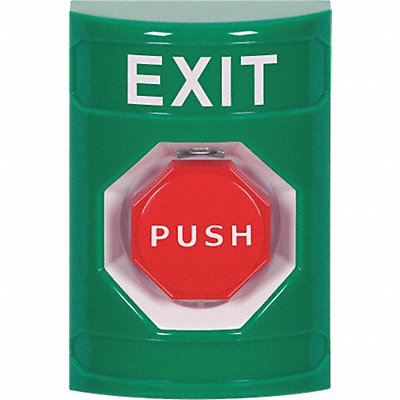 SAFETY TECHNOLOGY INTERNATIONAL SS2102XTEN Exit Push Button Grn SPDT Relay 2-7/8 D