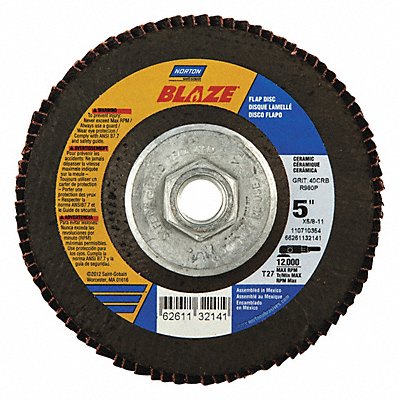 NORTON 66261132141 Fiber Disc 5 in Dia 5/8in Arbor 40 Grit