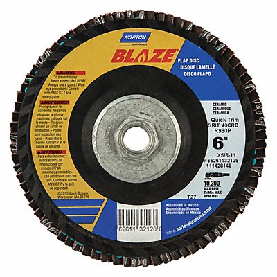 NORTON 66261132128 J5402 Fiber Disc 6 in Dia 5/8in Arbor 40 Grit