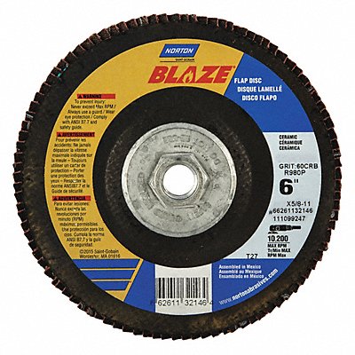 NORTON 66261132147 Fiber Disc 6 in Dia 5/8in Arbor 80 Grit