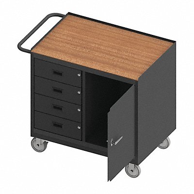 DURHAM MFG 3121TH95 Mobile Cabinet Bench Hardboard 36 W 24 D