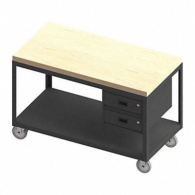 DURHAM MFG HMT24482MT2DR95 Mobile Wrkbnch Butcher Block 48 W 24 D