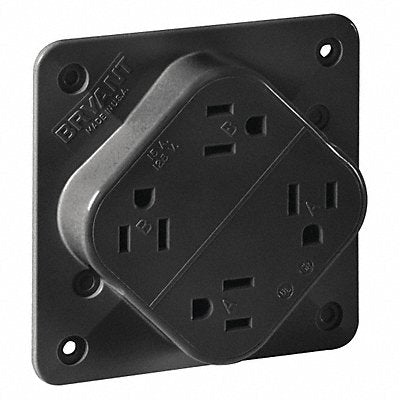 GRAINGER 1254BLK Receptacle Black 15 A 2P3W Back Side 1PK