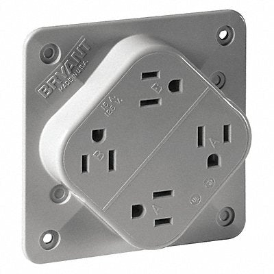 GRAINGER 1254GY Receptacle Grey 15 A 2P3W Back Side 1PK