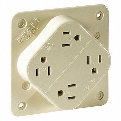 GRAINGER 1254I Receptacle Ivory 15 A 2P3W Back Side 1PK