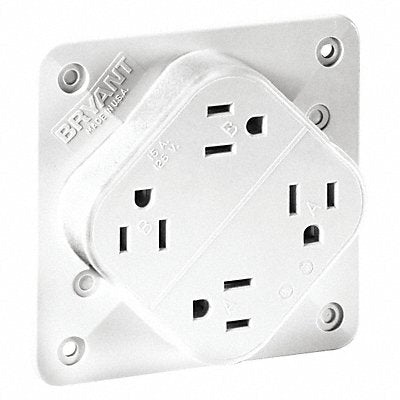 GRAINGER 1254W Recept White 15 A 2P3W Back Side 1PK