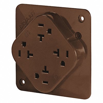 GRAINGER 21254B Receptacle Brown 20 A 2P3W Back Side 1PK