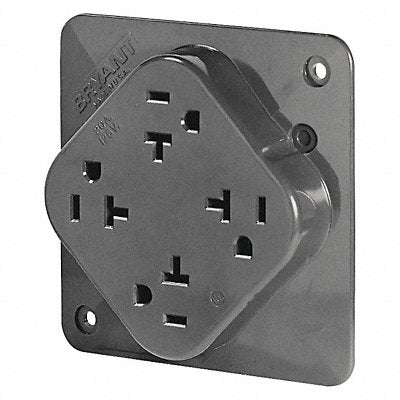GRAINGER 21254GY Receptacle Grey 20 A 2P3W Back Side 1PK