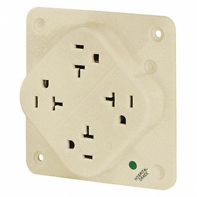 GRAINGER 21254HI Receptacle Ivory Quad Outlet 20A 2 Poles