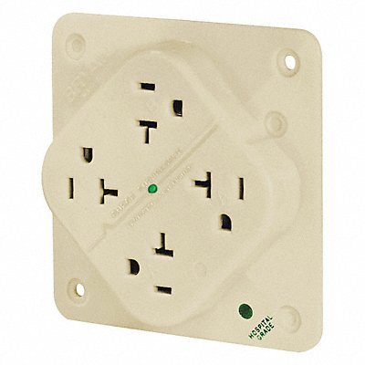 GRAINGER 21254HSIA Receptacle Ivory Quad Outlet 20A 3 Wires