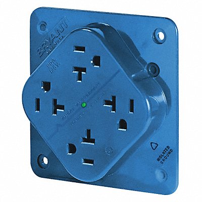 GRAINGER 21254SA Receptacle Blue Quad Outlet 20A 125VAC