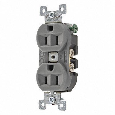GRAINGER 5262BGRY Receptacle Grey 15A 3 Wires Flush Mount