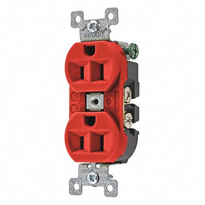 GRAINGER 5262BRED Receptacle Red 15A Back/Side Flush Mount