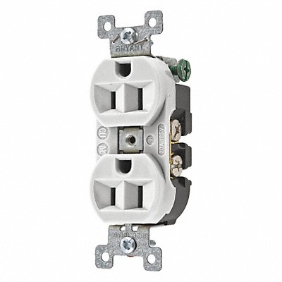 GRAINGER 5262BW Receptacle White 15A 2 Poles Flush Mount