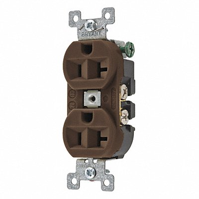 GRAINGER 5362BN Receptacle Brown 20A Nylon Duplex Outlet
