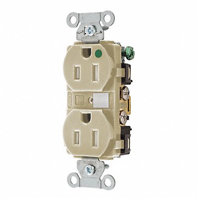 GRAINGER 8200HBITR Receptacle Ivory 3 Wires Duplex Outlet