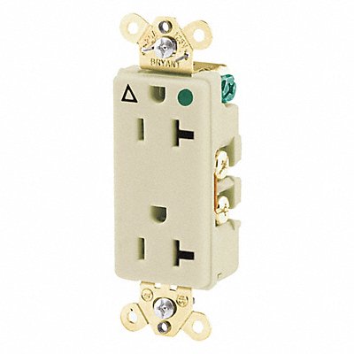 GRAINGER 9300IGI Receptacle Ivory 20A 3 Wires Flush Mount