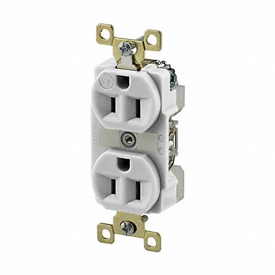 GRAINGER BRY5262W Receptacle White 15A Duplex Outlet