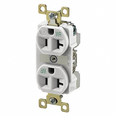 GRAINGER BRY5362WWR Receptacle White 20A Weather Resistant