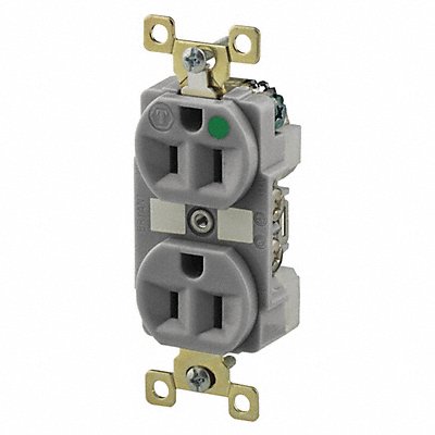 GRAINGER BRY8200GRYL Receptacle Grey 15A 125VAC Illuminated