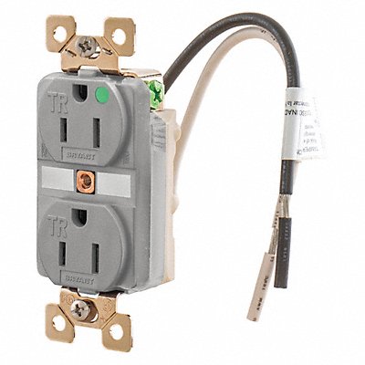 GRAINGER BRY8200GTR Receptacle Grey 15A 5-15R NEMA Config.
