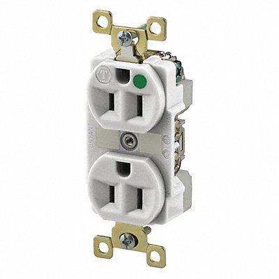 GRAINGER BRY8200W Receptacle White 15A 5-15R NEMA Config.