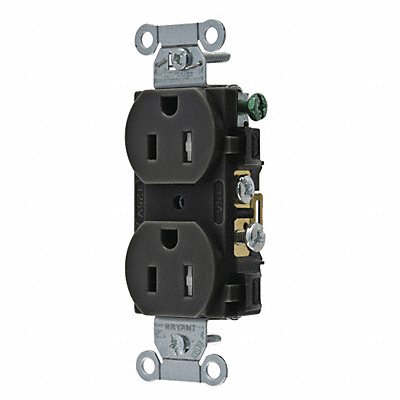 GRAINGER CBRS15BLKTR Receptacle Black 15A Tamper Resistant