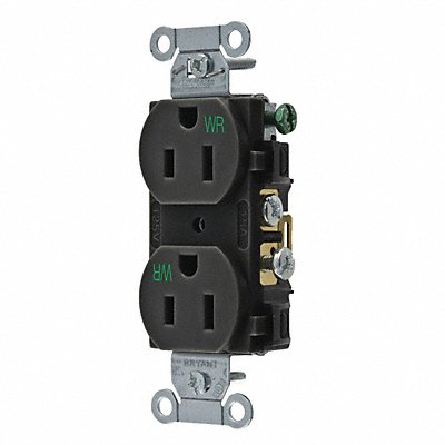 GRAINGER CBRS15BLKWR Receptacle Blk Nylon 5-15R NEMA Config.