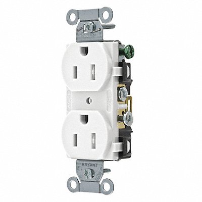 GRAINGER CBRS15WTR Recept White 15 A 2P3W Back Side 1PK