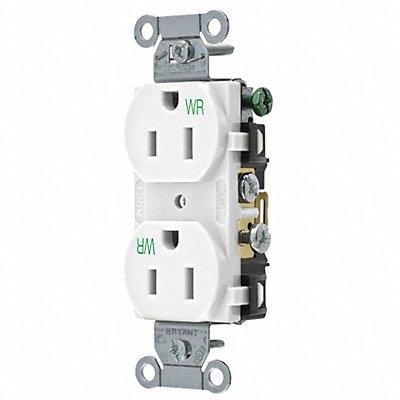GRAINGER CBRS15WWR Recept White 15 A 2P3W Back Side 1PK