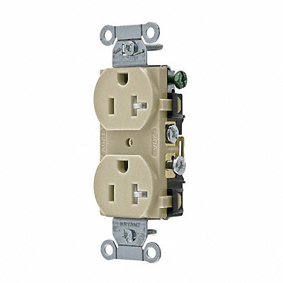 GRAINGER CBRS20ITR Receptacle Ivory 3 Wires Tamper Resist