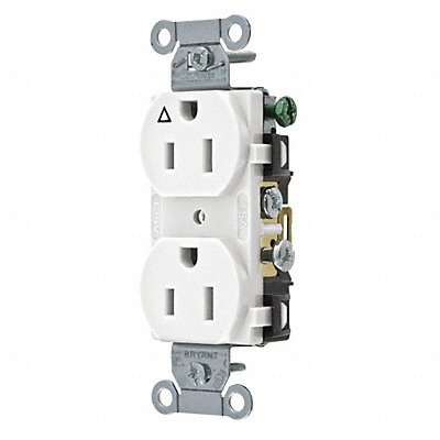 GRAINGER CR15IGW Recept White 15 A 2P3W Back Side 1PK