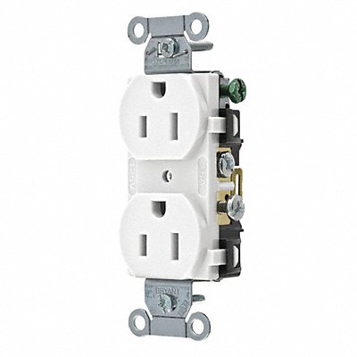 GRAINGER CRS15W Receptacle White 15A 125VAC Side Winning