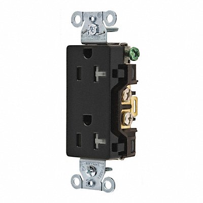 GRAINGER DRS20BLKTR Receptacle Blk 20A Tamper Resist. 125VAC