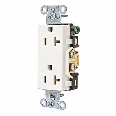 GRAINGER DRS20WHI Receptacle White 125VAC Decorator Outlet