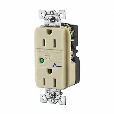 GRAINGER SP52IA Receptacle Ivory 15A Audible Alarm Nylon