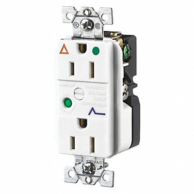 GRAINGER SP82IGWA Receptacle White 15A 3 Wires 2 Poles