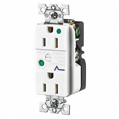 GRAINGER SP82WA Receptacle White 15A Audible Alarm Nylon