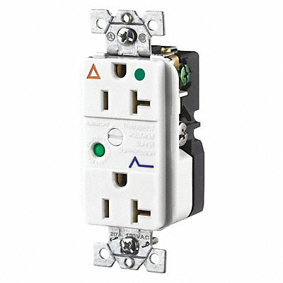 GRAINGER SP83IGWA Receptacle White 20A Decorator Outlet