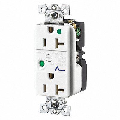 GRAINGER SP83WA Receptacle White 20A Audible Alarm Nylon