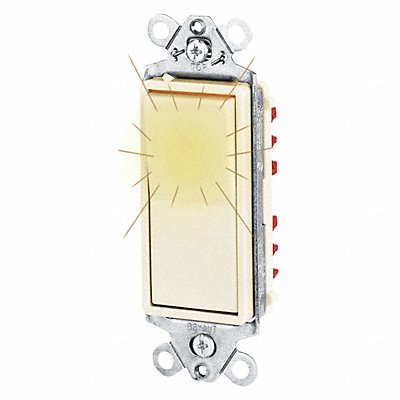 GRAINGER 9903GLI Illuminated Wall Switch Ivory 3-Way Type
