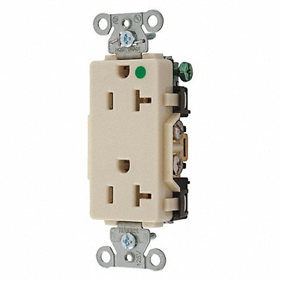 HUBBELL 2182IV Receptacle Ivory 20 A 2P3W Back Side 1PK