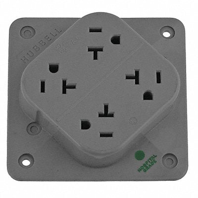 HUBBELL HBL420HGY Receptacle Grey 20 A 2P3W Back 1PK