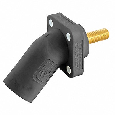 HUBBELL HBLMRASBK Angled Receptacle Blk Male Threaded Stud