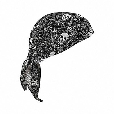 CHILL-ITS BY ERGODYNE 6615 Dew Rag Black/White 1 Min Soaking Time